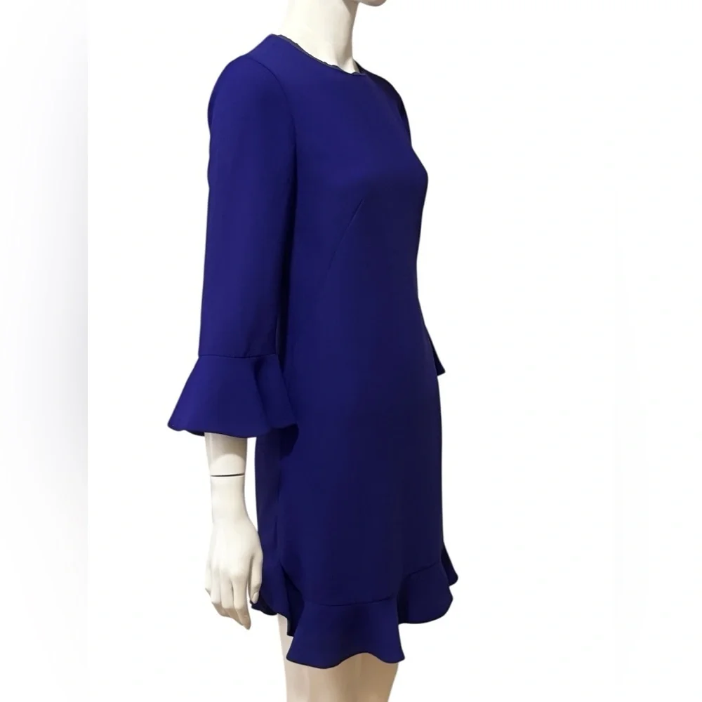 Kate Spade Womens Purple Shift Crepe Dress S 6 Ruffle Bell Sleeve Cocktail. L—10